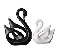LOORGVEL Black and White Ceramic Swan Lover Figurines Nordic Minimalist Couple Sculptures for Home Decor Sturdy Porcelain Desktop Ornaments Artistic Lover Swan Statue for Bedroom and Living