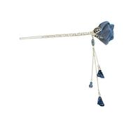 LOORGVEL Blue Rose Flower Hair Stick Tassel Vintage Style Hairpin for Women Elegant Hair Decor Accessory for Traditional Dress Rhinestone Embellished