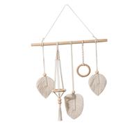 LOORGVEL Bohemian Macrame Hair Bow Organizer Woven Cotton Rope Wall Hanging for Home Office Bedroom Decor Natural Beige Hair Clip Holder Crafts Elegant Wall Ornament for Shop Hotel