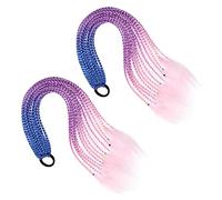 LOORGVEL Braid Wig Accessories Elastic Hair Ties 2Pcs Long Colored Braided Ponytail Holders for Girls Daily Use Hairstyling