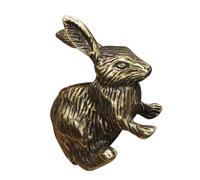LOORGVEL Brass Bunny Figurine Vintage Retro Animal Statue Copper Rabbit Antique Mini Sculpture Easter Decor Office Desk Ornament Home Decoration