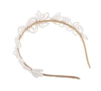 LOORGVEL Bridal Headband Vivid Floral Beading for Wedding Embellished Headwear Simulated Pearls Princess Flower Bridal Hairpiece for Bride