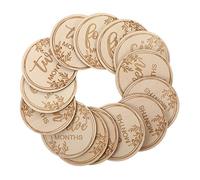 LOORGVEL Cards Wooden Monthly Cards for Newborns Photo Props for Growth Smooth Surface for Safe Use Lightweight Reusable for Creating Unique Growth Albums