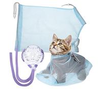 LOORGVEL Cat Shower Bag Breathable Mesh with Single Paw Release Zipper and Strong Tension Muzzle for Nail Trimming and Bathing Cats