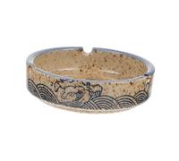 LOORGVEL Ceramic Ashtray with Underglaze Design Unique Retro Home Ash Holder Compact Stable Ashes Container for Desktop Decoration and Smoking Use