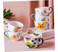 LOORGVEL Ceramic Breakfast Cup Capacity Milk Drinking Mug for Home Office Coffee Tea Creative Colorful Design Easy to Clean Table Decoration Gift for Family Friends