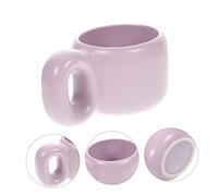 LOORGVEL Ceramic Coffee Mug with Chunky Handle Nordic Style Water Cup for Coffee Tea Milk Household Drinkware in Taro Purple
