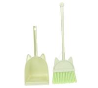 LOORGVEL Cleaning Broom and Dustpan Playset for Safe Non-Toxic Material Bright Green Color Lightweight and Practical Kindergarten Housekeeping Accessories for Pretend Role Play