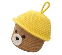 LOORGVEL Cotton Rope Bear Storage Basket with Lid Sundries Holder for Home Organization Capacity Decorative Bin for Bedroom Bathroom Laundry and Accessory Storage