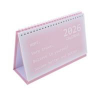 LOORGVEL Desk Calendar with Coil Binding Elegant Desktop Planner and Monthly Organizer Thick Paper Tear Resistant Pages Decorative Pink Design for Office School Home Use
