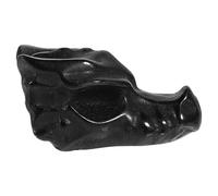LOORGVEL Desktop Crystal Decoration Featuring Small Black Obsidian Dragon Skull Carving for Rustic Home and Festival Accent