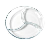 LOORGVEL Divided Glass Plate Three Compartment Microwave Safe Food Tray for Fruits Salad Snacks Party Serving Kitchen Platter