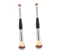 LOORGVEL Double Ended Blending and Powder Brush 2pcs Large Size for Contouring and Highlighting with Pvc Pouch Professional Makeup Brushes for Women Face Makeup