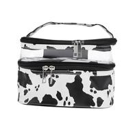 LOORGVEL Dual-Layer Handheld Makeup Bag Large Capacity Portable Travel Storage Bag Synthetic Leather Multifunctional for Family Weekend Vacations