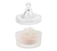 LOORGVEL Dual-sided Velour Facial Powder Puff with Ribbon Flower, Large round Makeup Setting Puff for Loose Talcum Powder, Includes Decorative Glass Storage Box, Skin Tone, Suitable