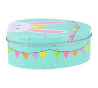 LOORGVEL Easter Tinplate Box Cute Print Rabbit Easter Egg Candy Box Cookie Storage Tin for Holiday Party Decorative Treat Container