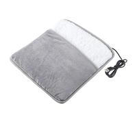 LOORGVEL Electric Heated Foot Warmer Pad Portable USB Heating Mat for Feet Soft Plush Cotton Suitable for Home Office Under Desk Use 11.8X11.8In Gray
