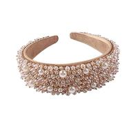 LOORGVEL Elegant Pearl Hair Band Wide Alloy Headband for Women and Fashionable Sweet Headdress with Broad Design Wedding and Party Hair Accessory