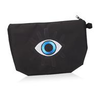LOORGVEL Evil Eye Makeup Bag Zipper Portable Cosmetic Bag for Women Black Base Blue Eye Pattern Storage Organizer