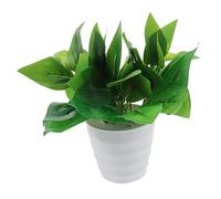 LOORGVEL Fake Bonsai Plant in Pot Realistic Emulated Potted Green Plant Decoration for Indoor Home Office Easy Care Faux Greenery Ornament Medium White Pot