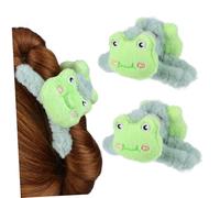 LOORGVEL Fluffy Plush Frog Claw Clips 2 Pieces 11.5cm Large Hair Claws for Thick Hair Accessories