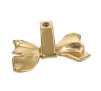 LOORGVEL Gold Bow Drawer Knobs Solid Brass Cabinet Pulls Decorative Handles for Wardrobe Dresser Shoe Wine Cabinets Bedside Tables Easy Install Vintage Style Hardware