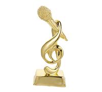 LOORGVEL Golden Microphone Trophy Decorative Resin Music Award for Childrens Singing Contest Host Competition Classroom Use Craftsmanship