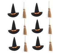 LOORGVEL Halloween Witch Hat and Broomstick Set Mini Felt Witch Hats and Tiny Brooms for DIY Crafts Compact Small Space Decor Reusable Halloween Party Supplies with Charming Details