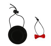 LOORGVEL Hamster Hat and Bow Tie Set 2pcs, Black Mini Hat with Red Bowtie, Felt Pet Accessory for Guinea Pigs, Rabbits, Hedgehogs, Small Pets Holiday Party Supplies