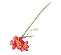 LOORGVEL Handmade Chinese Style Hair Stick Pin with Red Camellia Flower Retro Wooden Hairpin for Women Traditional Hanfu Accessory for Weddings Daily Wear and Special Occasions