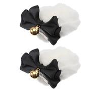 LOORGVEL Handmade Plush Bear Ears Hairpin with Bow Tail Hair Accessory for Lightweight Cute Black and White Clips Easy Wear Decorative Headdress for Unique Style