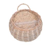LOORGVEL Handwoven Farmhouse Hanging Basket with Plastic Liner Wall Mounted Wicker Organizer for Vegetables Onions and Dried Flowers Large Round Rustic Planter for Front Door and Indoor