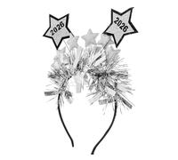 LOORGVEL Happy Year Headband Tiara with Star Embellishments Durable and Hair Hoop for Women Festive Silver Hair Accessory for Party Celebrations and Holiday Events