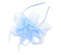 LOORGVEL Headdress Hair Clip Bride Vintage Headband Bow Accessory 1920s Decor Day Cocktail Headwear Prom Bridal Headpiece Party Elegant Wed Bachelorette Woman Plume Sky-blue Mesh