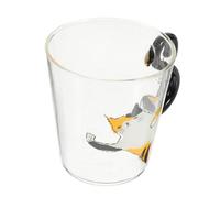 LOORGVEL Heat Resistant Cat Glass Coffee Mug with Handle Cute Home Drinking Cup for Tea Milk Juice Office Use Sturdy Transparent Glass Beverage Cup Family and Friends