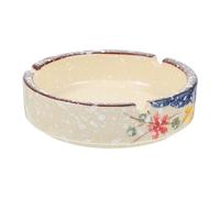 LOORGVEL Japanese Ashtray Ceramic Ash Holder with Grooves Stable Base Vintage Style Decorative Ashtray for Home Office Bar Table Use