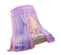 LOORGVEL Large Dome Bed Canopy Mosquito Netting Lace Bed Curtain for Bedroom Pink and Purple Lightweight Polyester Fiber Insect Protection Decorative Princess Style
