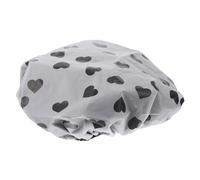 LOORGVEL Large Satin Bath Cap with Heart Print Reusable Shower Cap for Long Hair Elastic Double Design Prevents Slipping Soft Peva Material for Women Bathroom Use