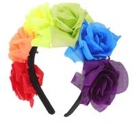 LOORGVEL Lgbt Rainbow Floral Headband for Pride Month Party Colorful Flower Crown Headdress for Women Secure Fit Festival Accessory for Summer Carnivals and Cosplay Events