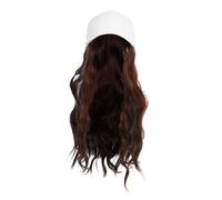 LOORGVEL Long Curly Hair Wig Hat White Baseball Cap with Natural Hairline Synthetic Hair Attached for Women Travel-friendly Sun Protection Stylish Water Wave Hairpiece