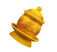 LOORGVEL Lotus Ceramic Worship Cup Bright Yellow Buddhist Offering Water Cup Sturdy Non-Fading Design for Ritual Use and Water Offering in Home or Temple