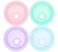 LOORGVEL Mason Jar Lids Replacement Caps with Hole Anti-spilling Material 4pcs for Drinking, Storage, and Preserving Compatible with 16oz and 20oz Glass Cups