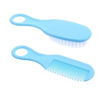 LOORGVEL Massage Comb and Soft Bristle Brush for Newborns Scalp Care Blue Gentle Circular Tooth Design Promotes Circulation and Brain Development Durable Static Material