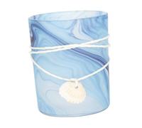 LOORGVEL Mediterranean Shell Mosaic Glass Candlestick Holder Elegant Candle Cup for Table Decoration Wedding Dining Desk Accent