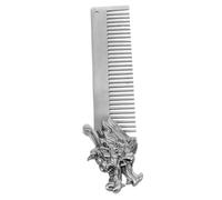 LOORGVEL Men’s Zinc Alloy Beard Comb and Dragon Pattern Metal Hair Styling Pocket Comb for Beard Shaping and Fine Haircutting, Silver, Compact Grooming Tool for Travel and Daily Use
