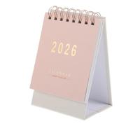 LOORGVEL Mini Desk Calendar Pink Small Standing Flip Monthly Planner Compact Decorative Desktop Organizer for Home Office School Scheduling