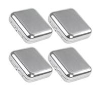LOORGVEL Mini Portable Ashtray with Lid Compact Travel Cigarette 4pcs Stainless Steel Stylish Square Design for Promoting Cleanliness for Social Occasions