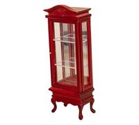 LOORGVEL Miniature Wooden Dollhouse Bookshelf Cabinet with Arched Top Single Door Compact Storage for Dollhouse Furniture Accessories Space Saving Decorative Mini Furniture for Model
