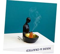 LOORGVEL Modern Abstract Figures Incense Burner Cone Holder Black Middle Eastern Style Desktop Decor for Meditation Relaxation Home Office Aromatherapy