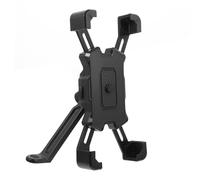 LOORGVEL Motorcycle Phone Mount Shock Handlebar Holder for Bike and Electric Scooter Tool Installation Four Claw Grip Cellphone Stand with Rearview Mirror Base Black